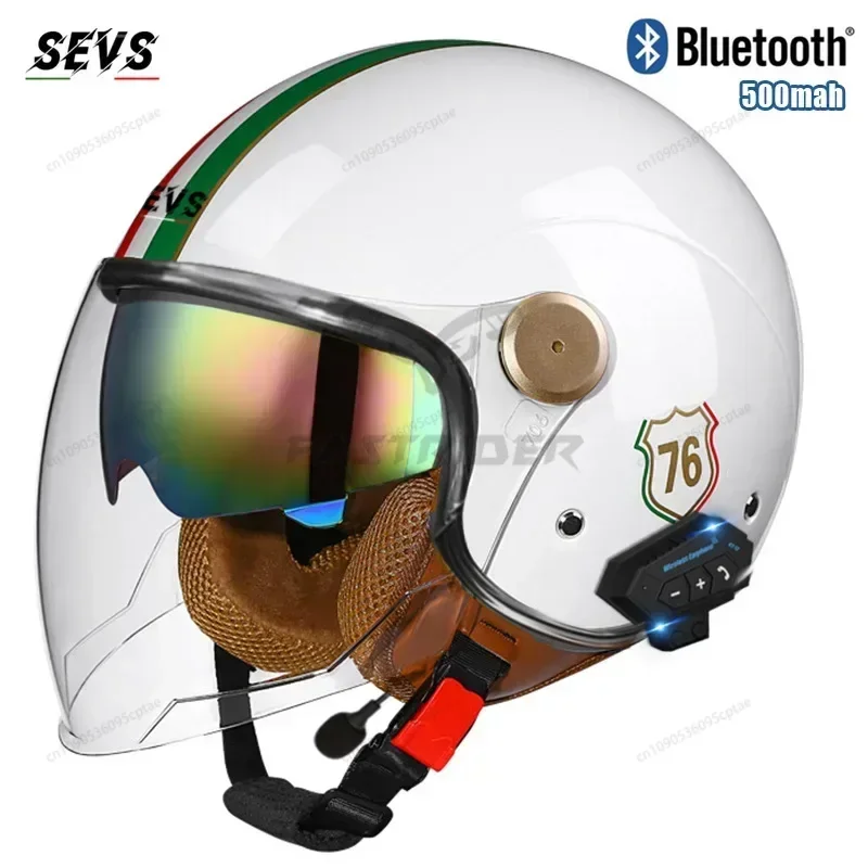 

Four Seasons Men Women Motorcycle Helmet Biker 3/4 Open Face Helmet Retro Electric Bike Scooter ABS Shell Moto Helmet M-XL