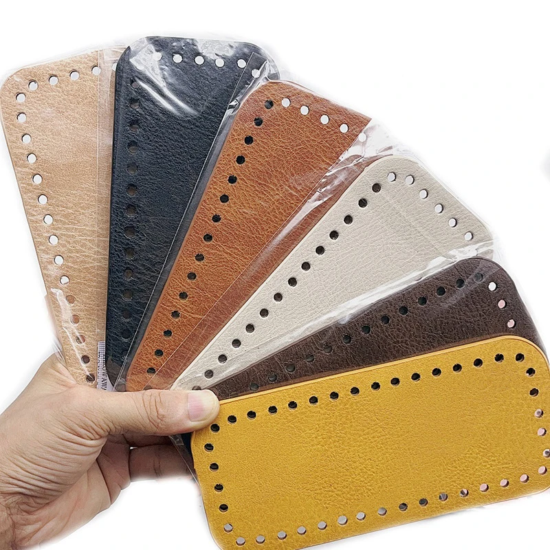 8x18cm Oval Long Bottom for Knitted Bag PU leather Bag Accessories Handmade Bottom With  holes DIY Crochet Bag Bottom for Weaven