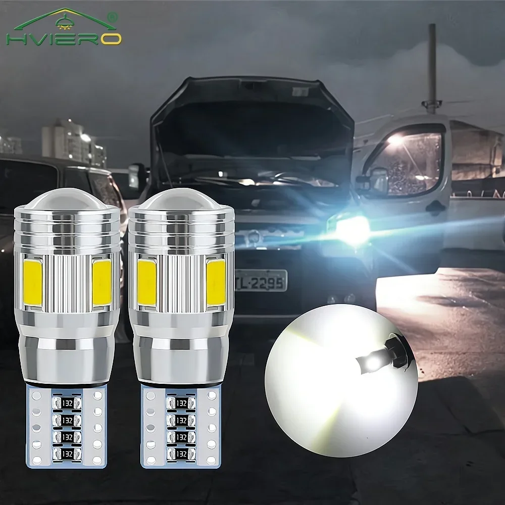 Luces LED para Interior de coche, Bombilla de aluminio T10 de xenón, blanco, azul, rosa, CANBUS 5630 6SMD, 12V, indicador lateral, intermitente Cob, 2 piezas