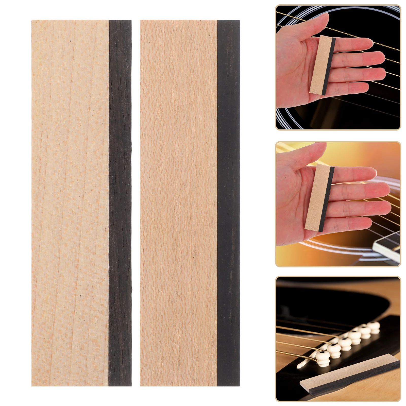 

Dobro Resophonic Guitar Bridge Saddle Hard Maple Ebony Top Untrimmed Uncut Unslotted for Acoustic Guitar Repair Replacement