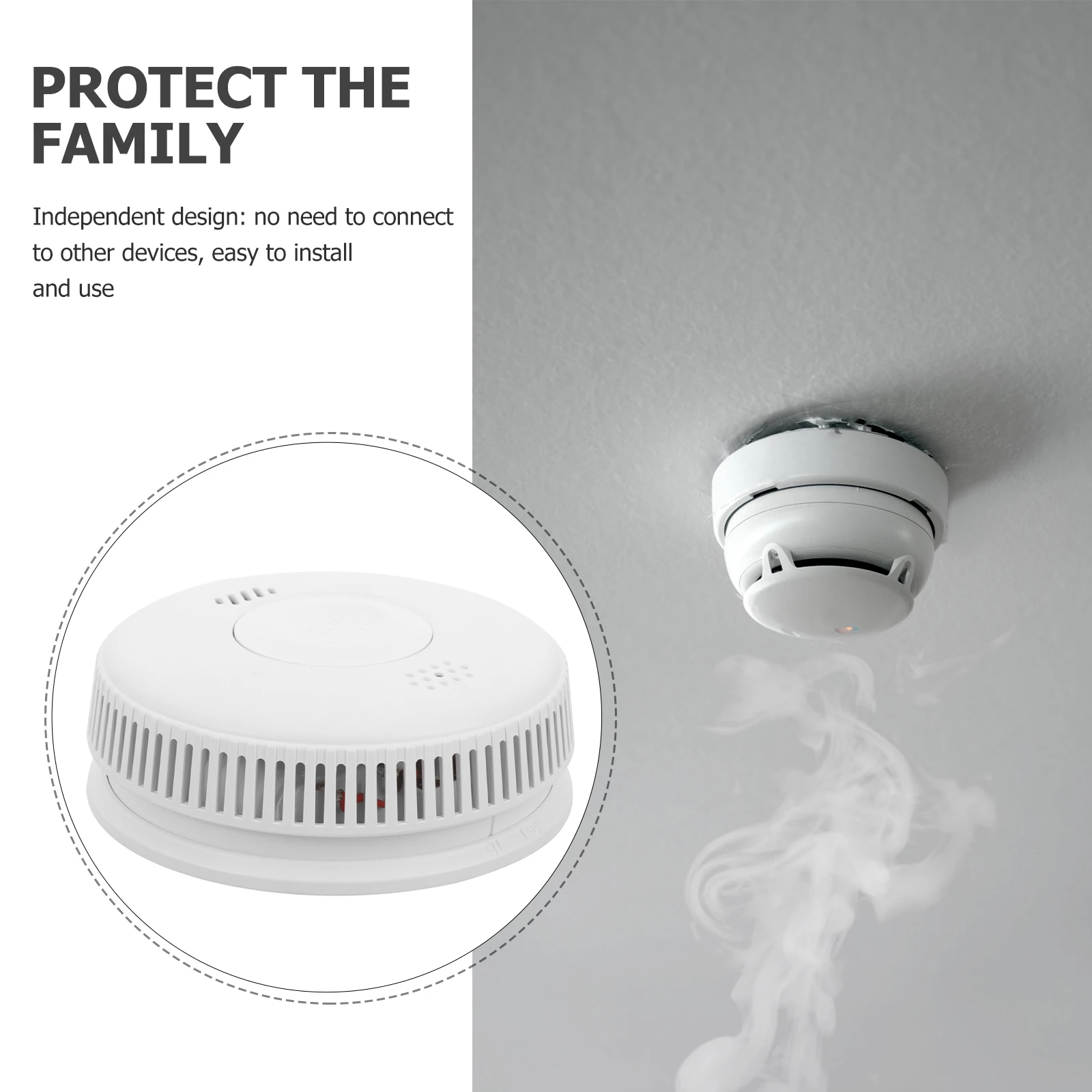 

Круглый огонь с питанием, быстрый измеритель времени, прочный пластик, безопасность для домашнего офиса, отеля, устройство обнаружения, пожарная безопасность