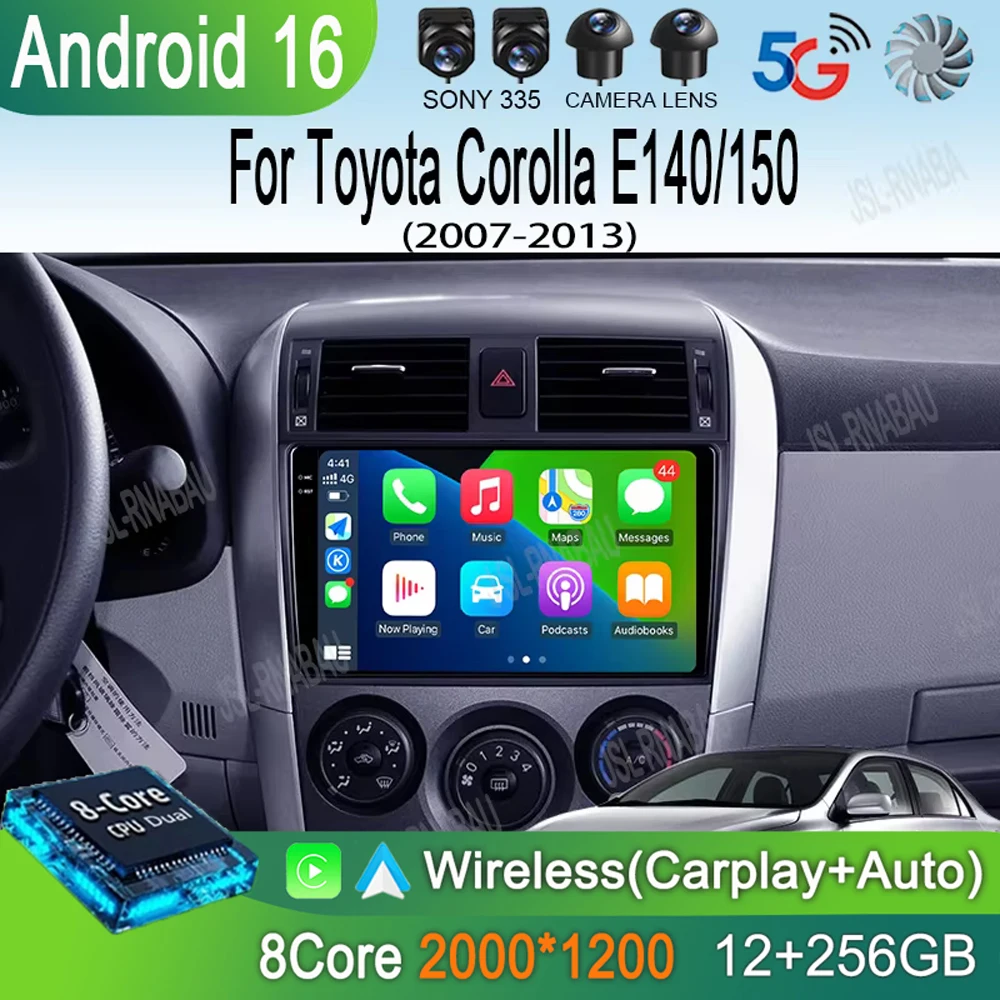 

Автомагнитола Android 16 Carplay 2din для Toyota Corolla E140/150 2007-2013 с 4G GPS и мультимедийным плеером