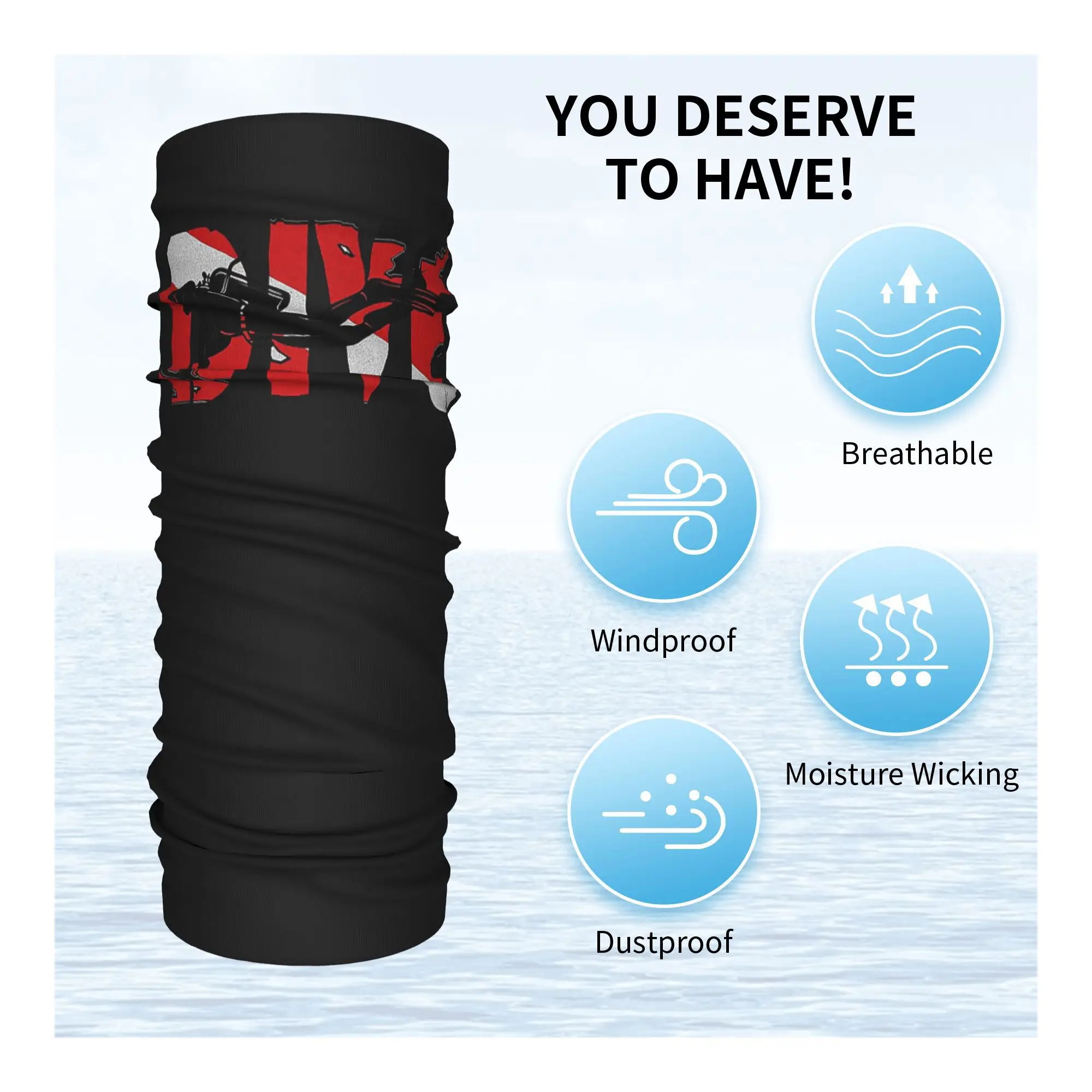 الغوص - الغوص باندانا الرقبة الجراب المطبوعة وشاح سحري متعدد الاستخدام ركوب الدراجات وشاح ركوب للجنسين الكبار تنفس