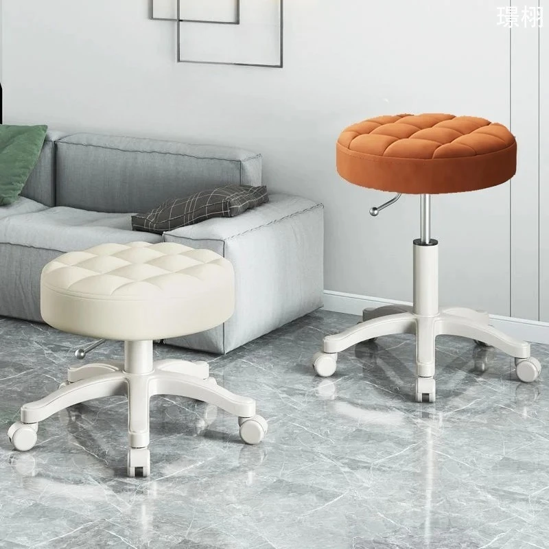 

‌Height Adjustable Swivel Makeup Stool - Rolling Pedicure Chair with Wheels Trendy Compact Stool for Live Streaming & Home Salon