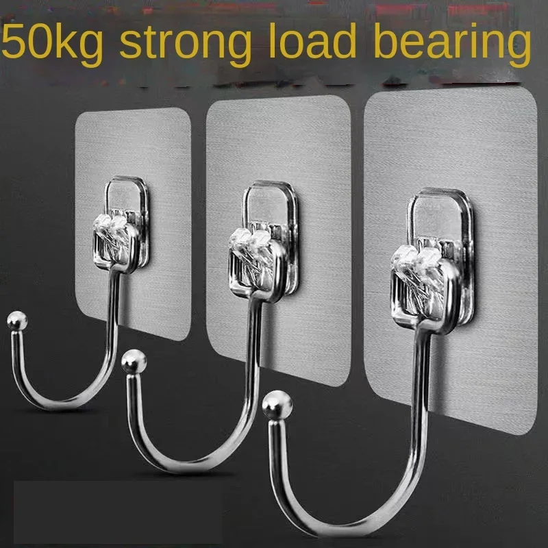 

20Pcs Big Size Hook Self-Adhesive PVC Stainless Steel Transparent Multi-Purpose Wall Holder Door Rack Kitchen Storage Organizers