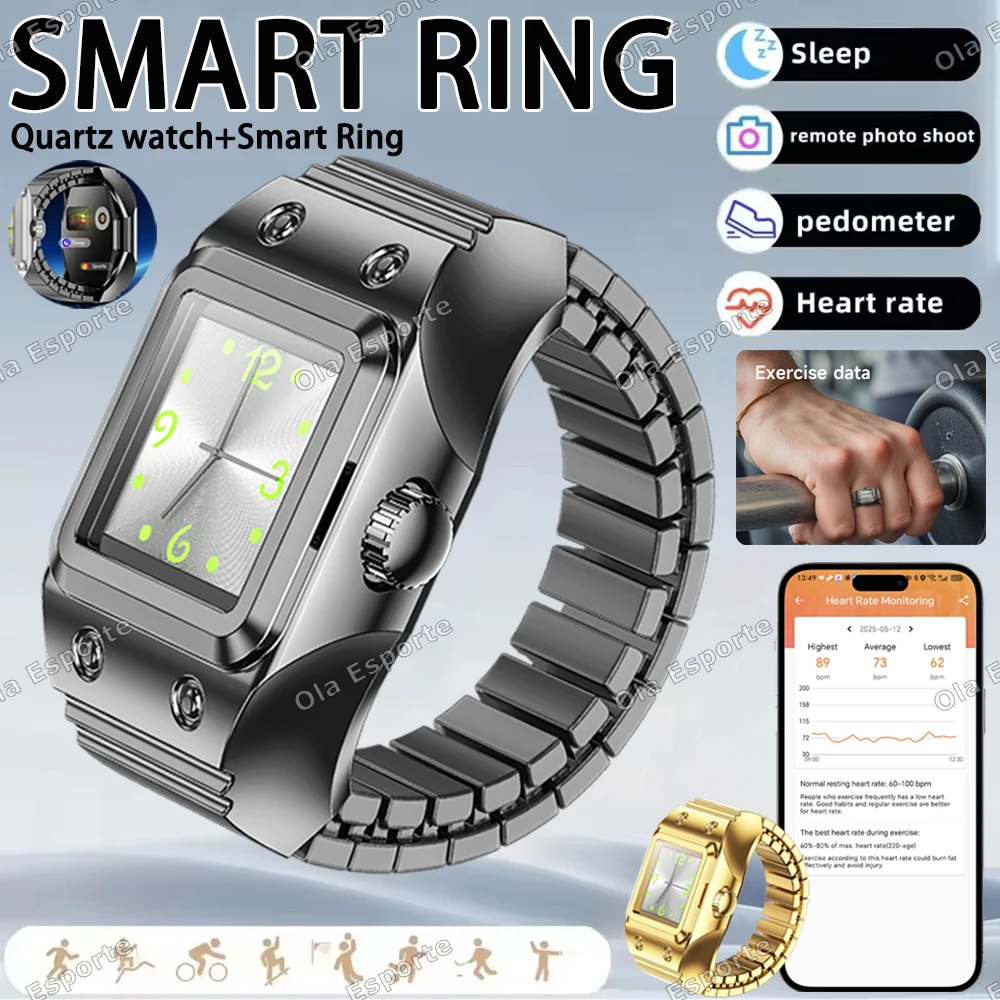 

2025 New Quartz watch + Smart Ring Men Women, Heart Rate Blood Oxygen Monitoring, Time display, Sports Smartring For Android IOS