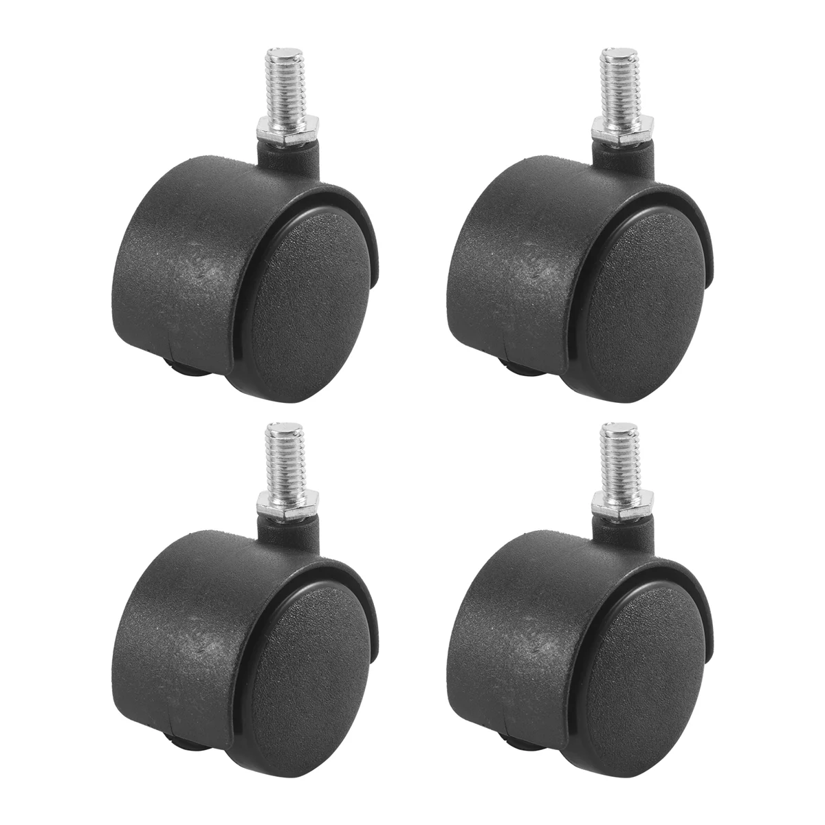 Plastic Swivel Caster 8mm Screw Stem 1.5-inch Dia Wheel 4 Pcs Black