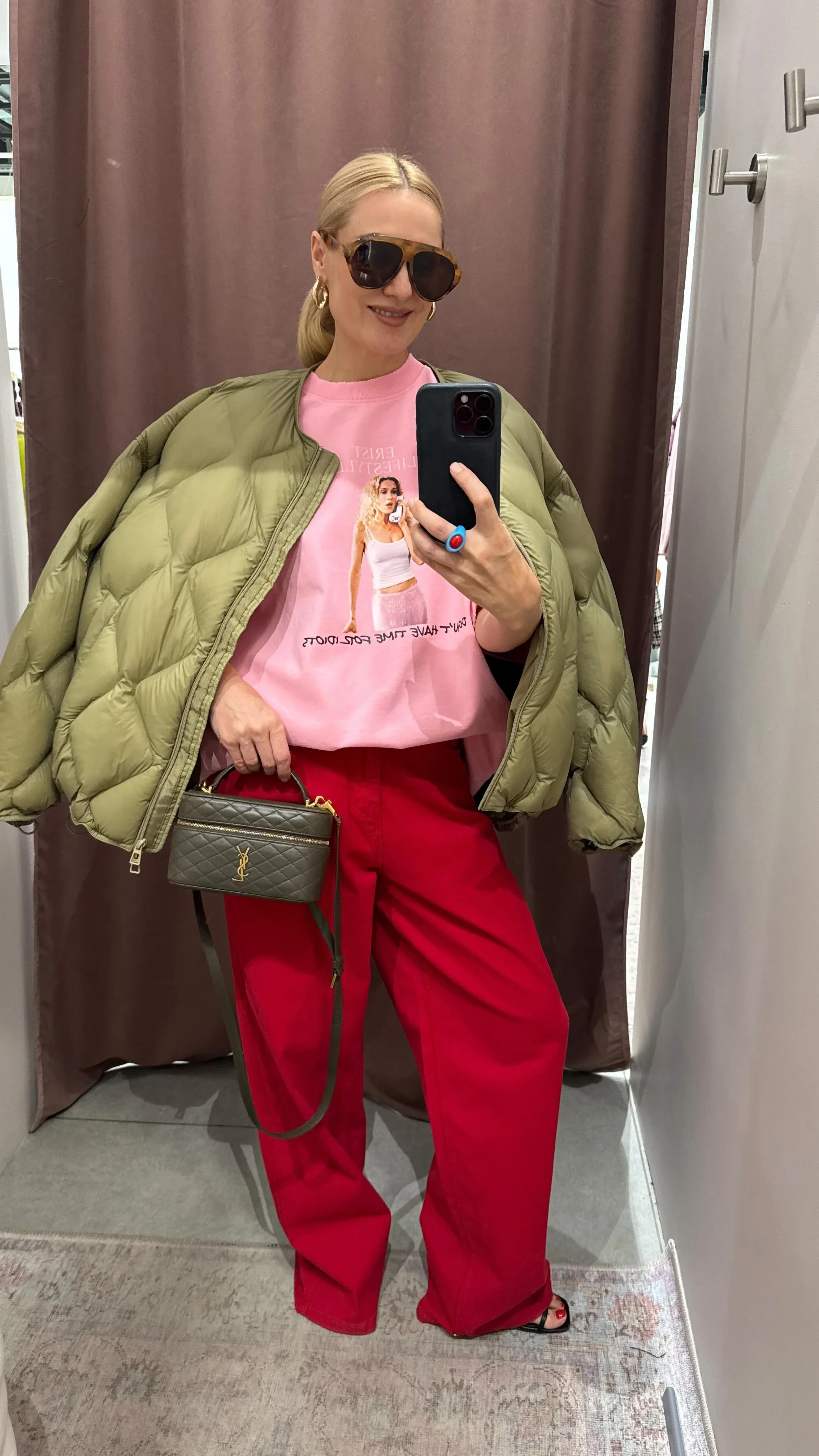 Solid Lightweight Quilted Warm Puffer Jacket Women Chic Crew Neck Zip Up Loose Cotton Padded Coat Winter Lady Daily Outfit 2026