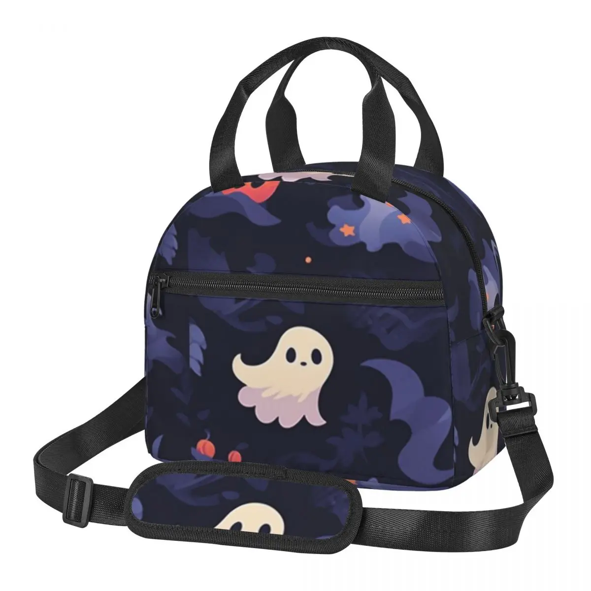 Ghost Pumpkin Halloween Lunch Bags Insulated Bento Box Resuable Lunch Tote Picnic Bags Thermal Bag for Woman Office