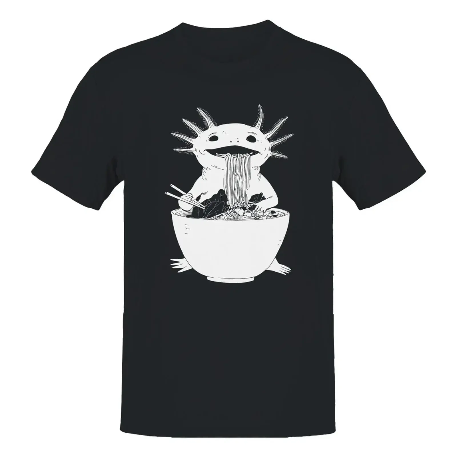 Axolotl Enjoying Ramen Delight Herren T Shirt vintage Washed Unisex Stylish designer clothes Top For Everyday Wear Soft