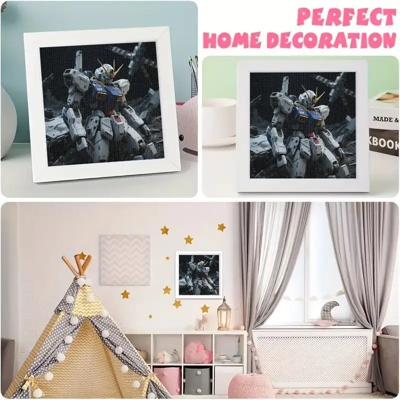 1 Set Kit di pittura diamante 5D fai da te, trapano completo Gundam Robot Mecha Anime Diamond Art Craft per adulti Bambini, macchina da guerra di fantascienza Wal