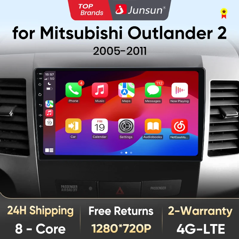 Junsun V1 Wireless CarPlay Android Auto Radio For Mitsubishi Outlander xl 2 Citroen C-Crosser Car Multimedia GPS 2din autoradio