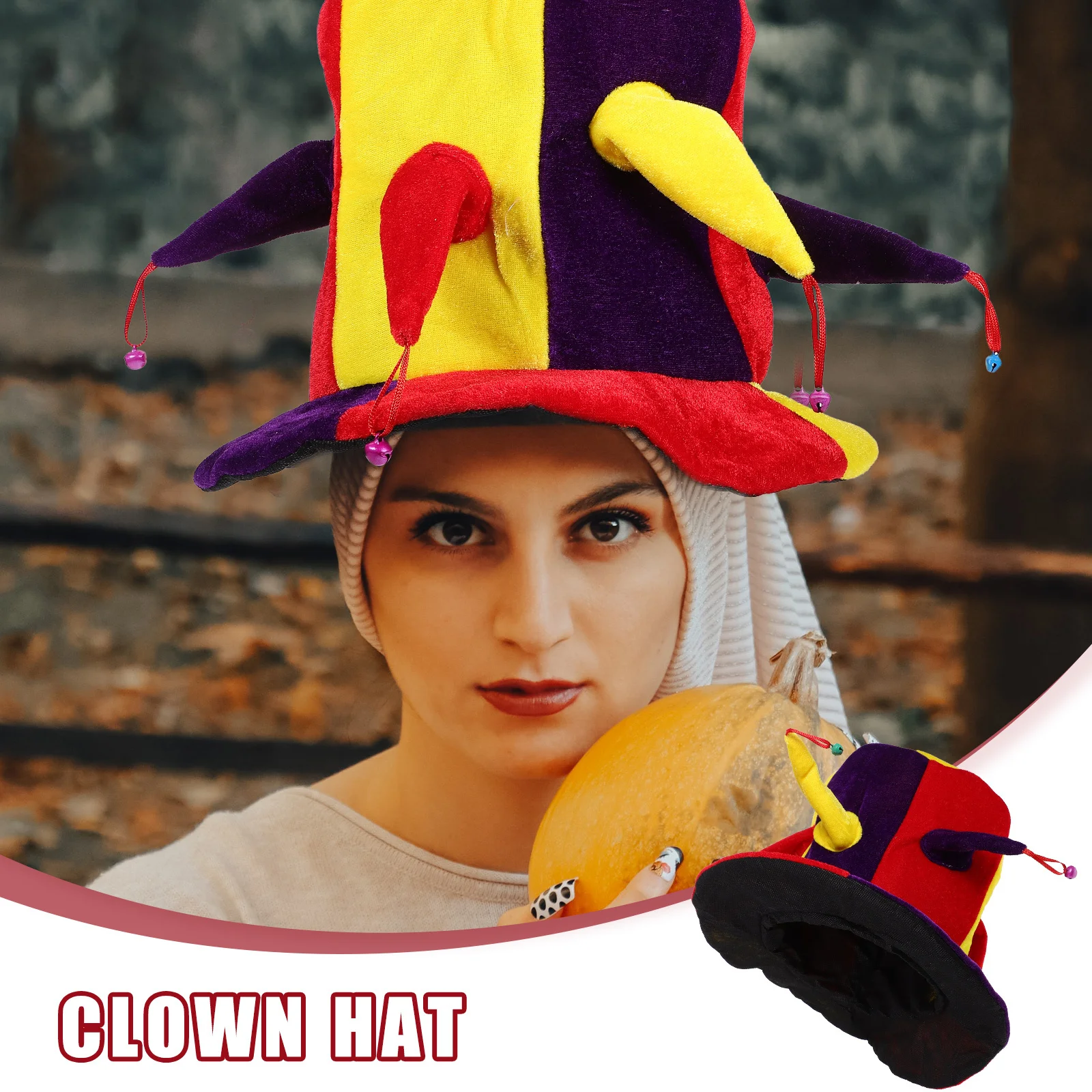 

Multi-Spiked Jingle Bell Tall Hat Clown Costume For Adults Comfortable Fit Halloween Carnival Mardi Gras Cosplay Party