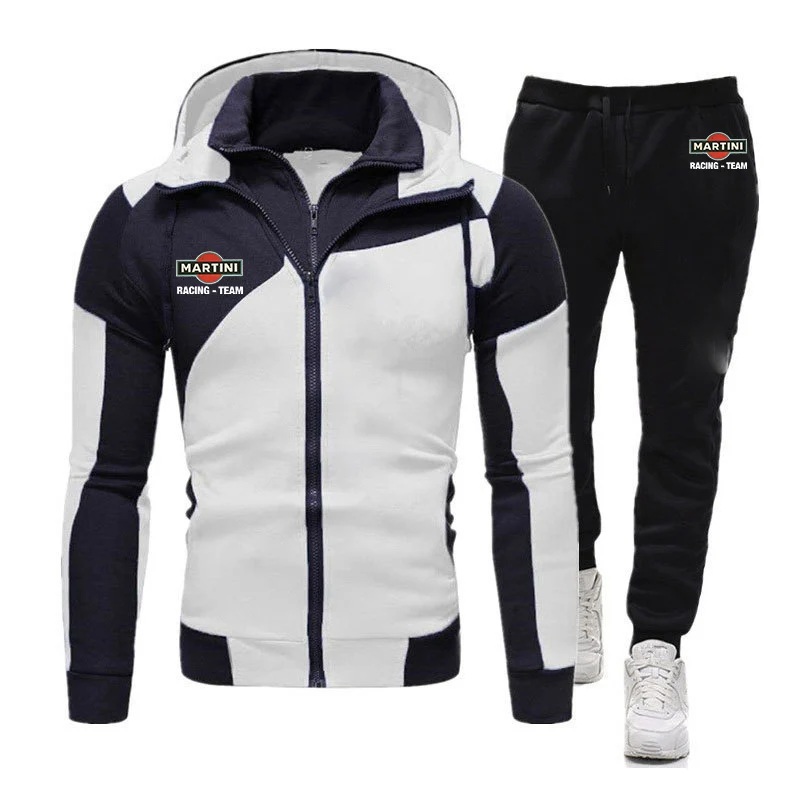 Martini Racing Print Men's Fashion zipper Hoodie Sportswear Jogging Casual Tracksuit Running Sport Suits+Pant 2Pcs Sets Clothing