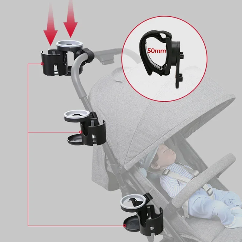 2-in-1 Baby Stroller Accessories Bottle Holder Universal Tricycle Pram Water Cup Mobile Phone and Drink Holder Wheelchair Cart