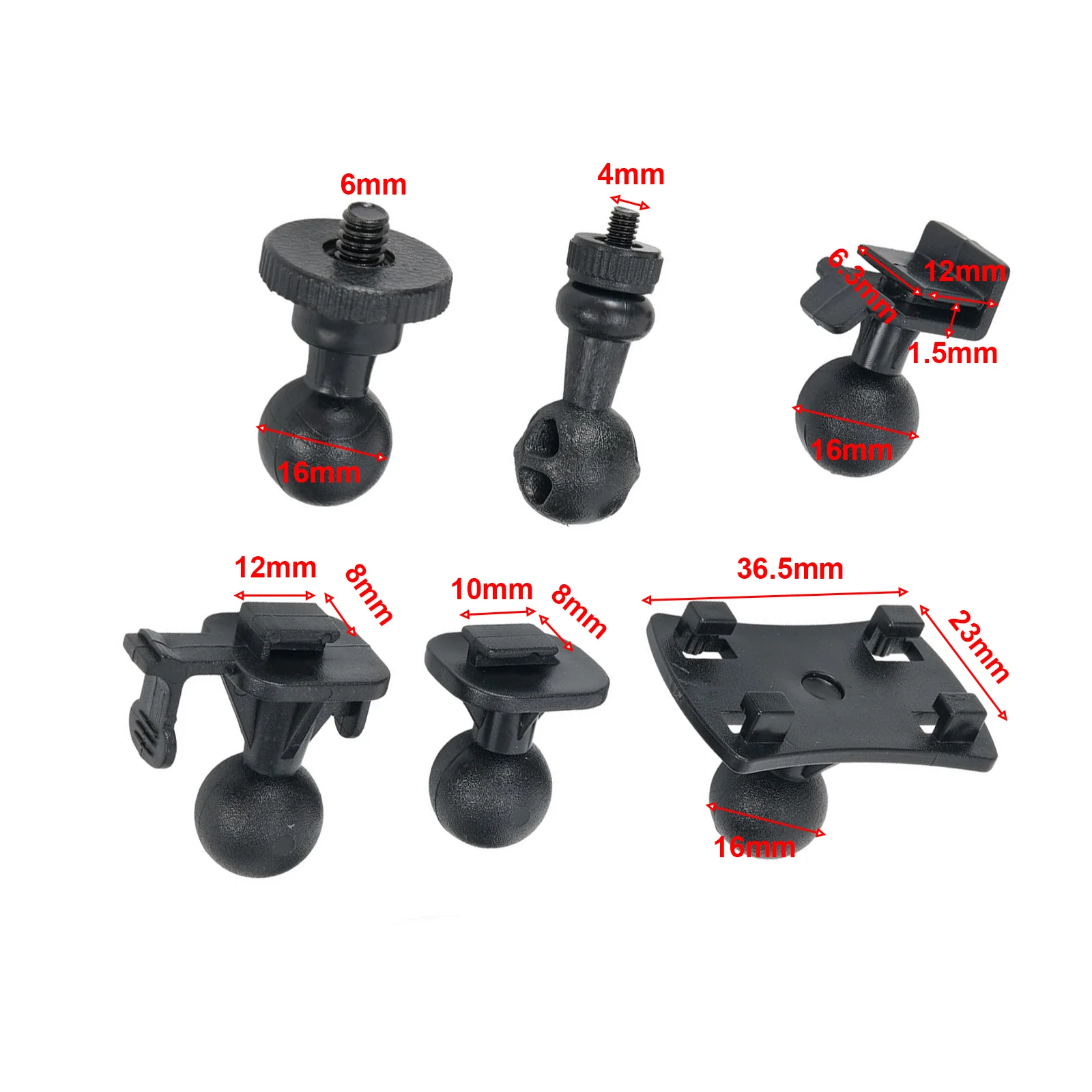

High Quality Practical Driving Recorder Bracket Car 100g Weight 6 * Adapters Easy Install And Removal Plastic Material