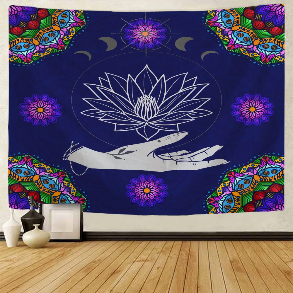 Psychedelic mandala tapestry geometric fractal art wall mounted hippie bohemian home decoration tapestry yoga mattress sheets