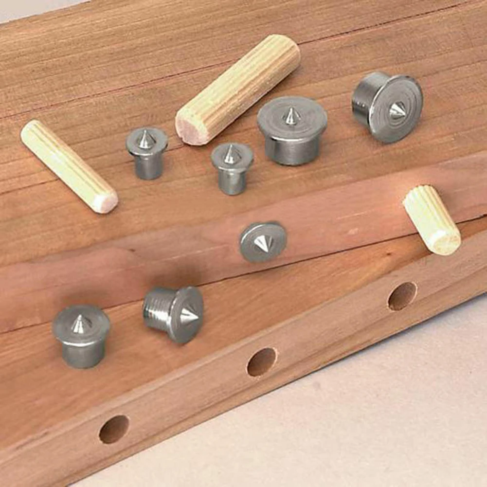 Marker Hole Precision Dowel and Tenon Center Set 8Pcs 6mm/8mm/10mm/12mm Steel Pin Centers for Perfect Alignment