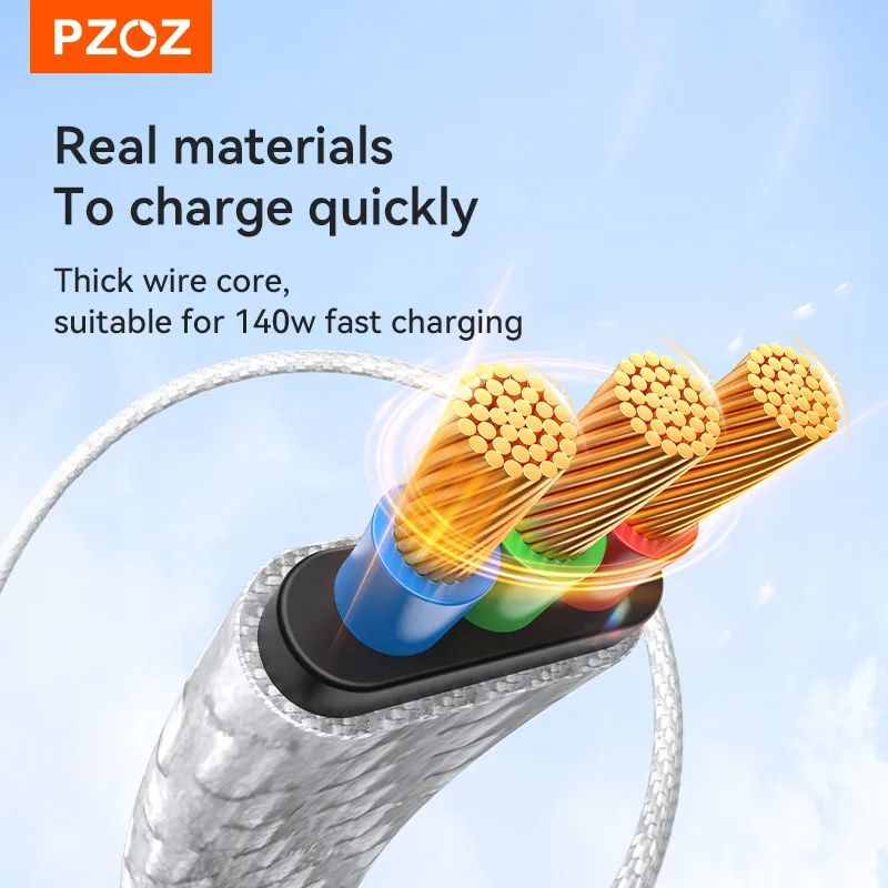 PZOZ 4 in 1 140W PD USB C Cable Digital Display Fast Charging For iPhone 16 15 14 Pro Max MacBook iPad USB Type C Cord Charger