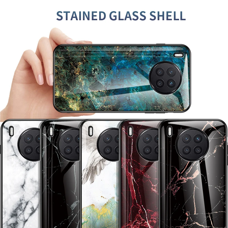 

For Huawei Nova 8i 7i 6SE 6 5 5pro 4E 4 3i 3 Marble Glass Phone Case