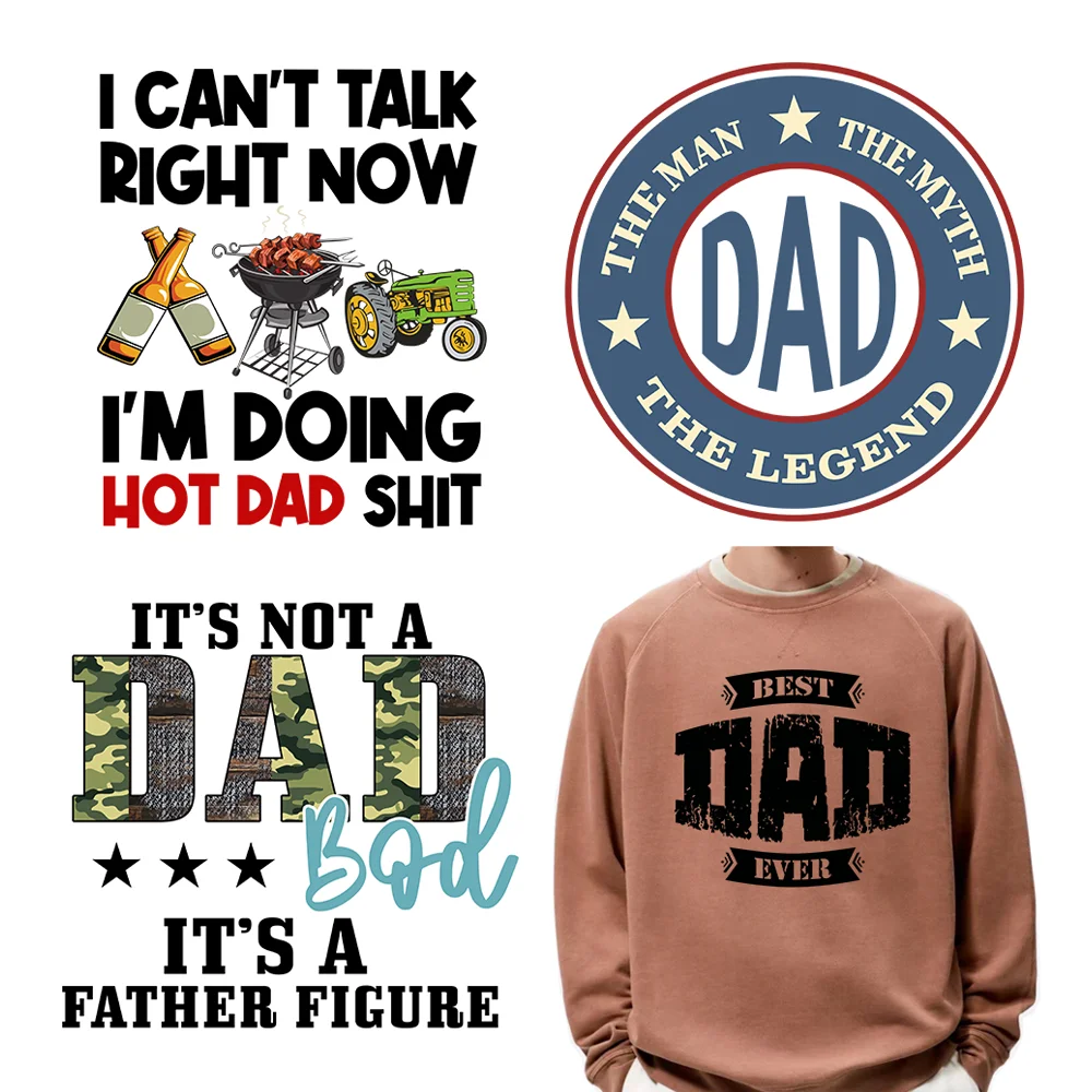 

Happy Father's Day Decals Iron On Best Bunny Daddy Heat Transfer Superdad Love Patch Thermal Sticker Ready To Press For Clothing
