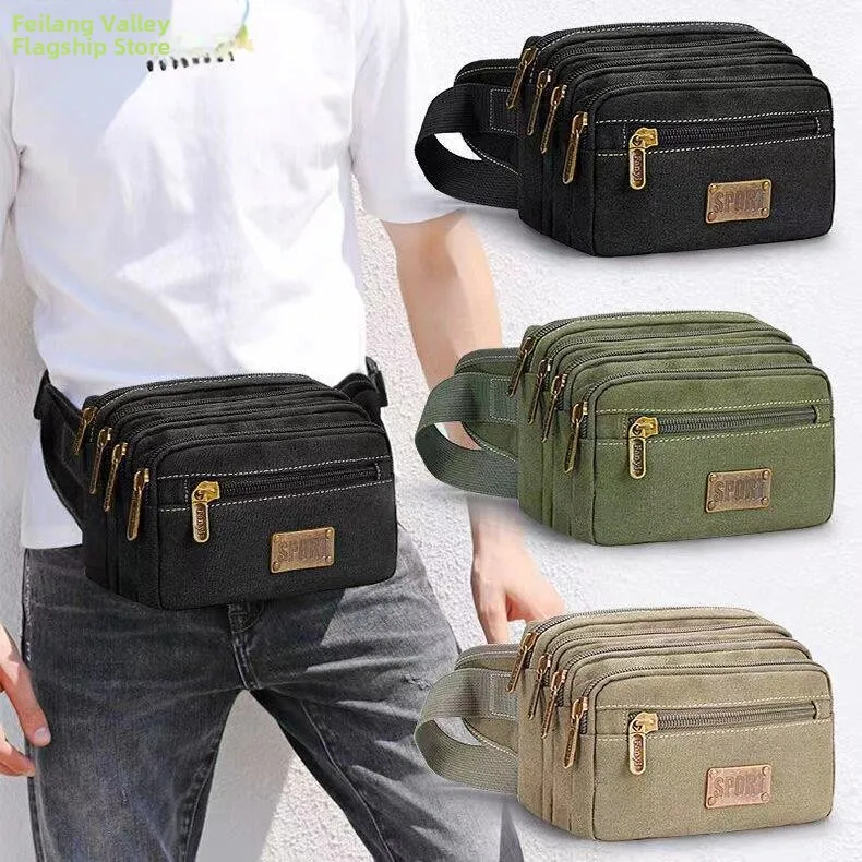 

Large Capacity Casual Unisex Multi-layer Waist Bag Business Money Collection Multifunctional Leather Pouch for Men And Women