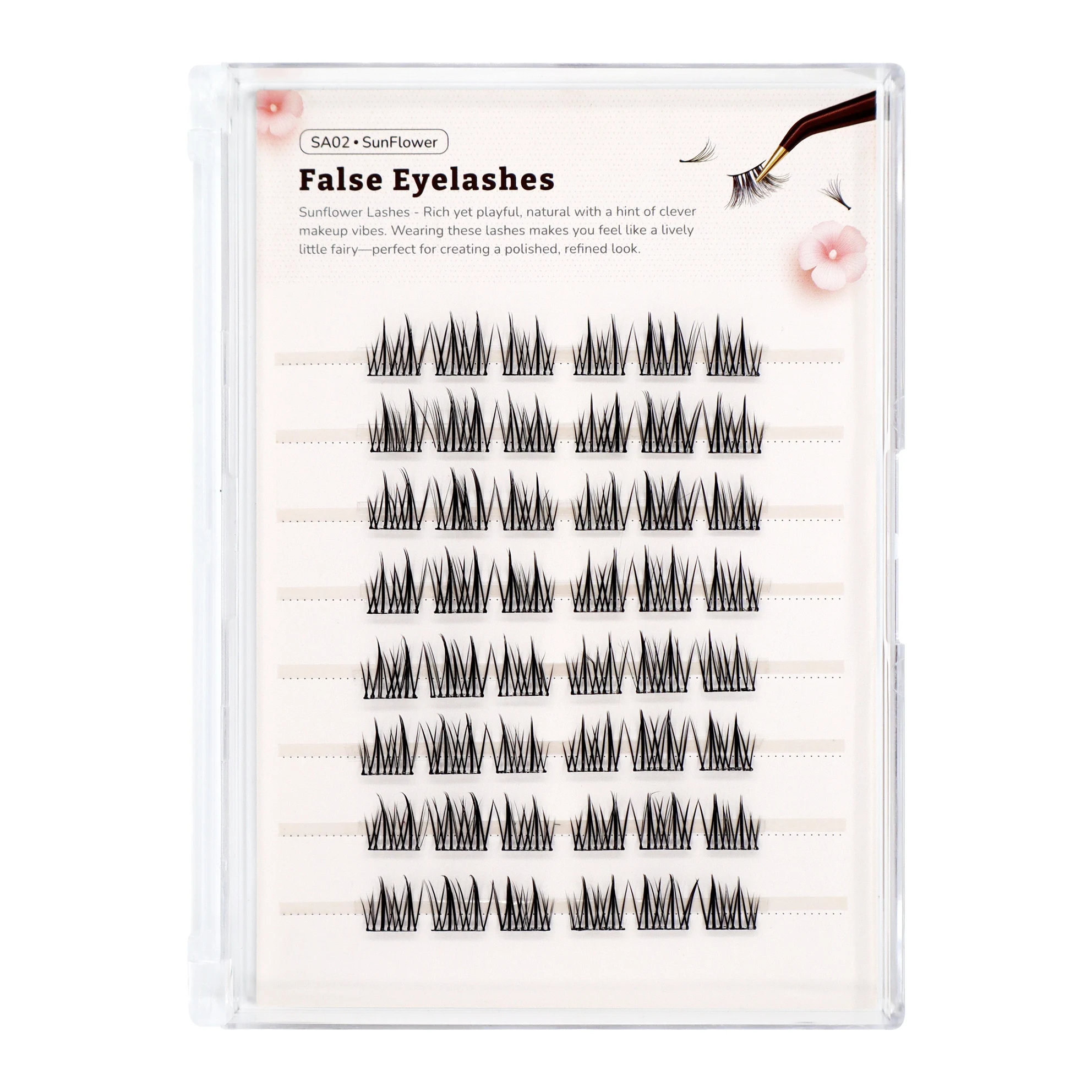 자기 접착 속눈썹 태양 꽃 천연 접착제 필요 없음 메이크업 도구