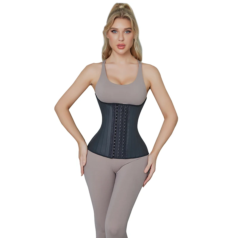 

Latex Waist Trainer Fajas 25 Steel Bones Corset Trimmer Hourglass Belt Body Shaper Women Shapewear Cincher