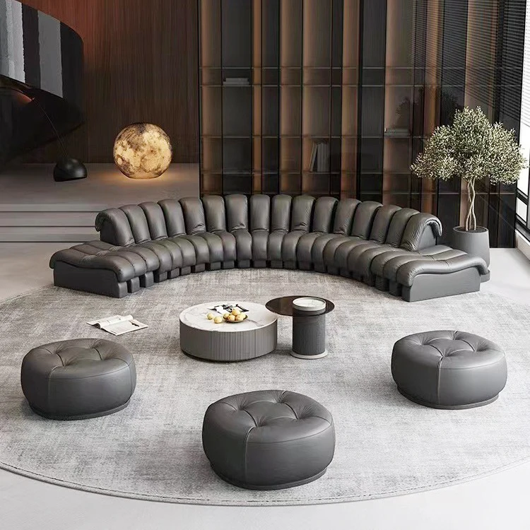 #￥MR Light Luxury Minimalist Snake-Shaped Designer Piano Circular Sofa Set for Hotel Lobby Irregular Living Room Furniture