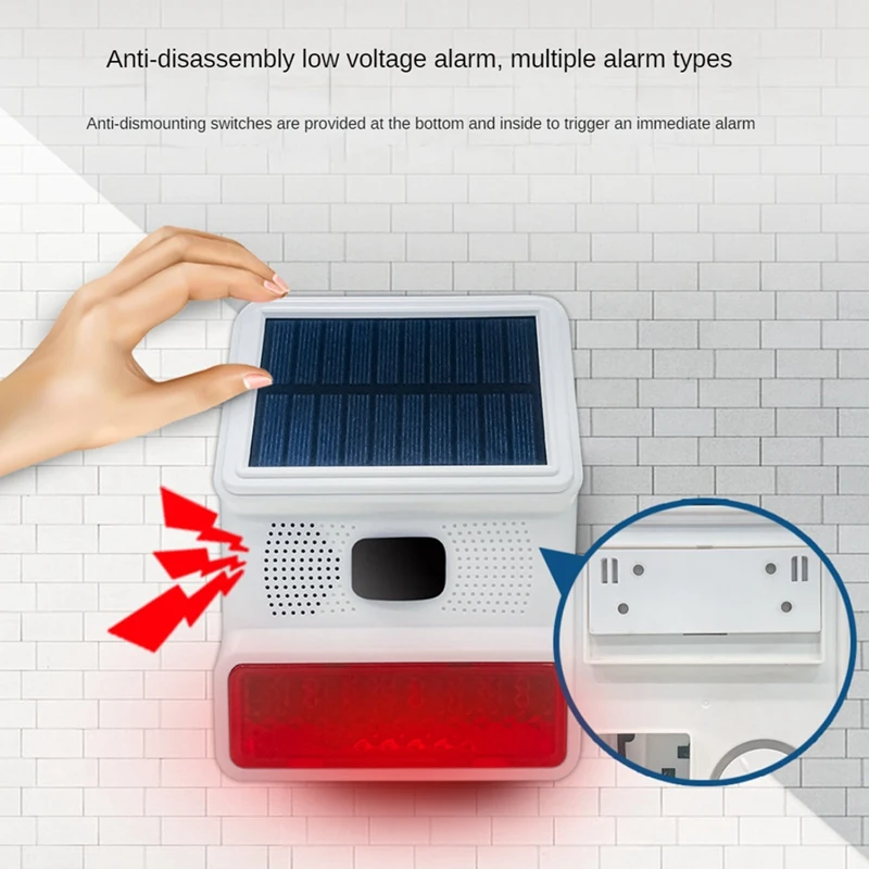 Wireless Solar Strobe Alarm Light Sound Flash Outdoor Alarm Siren For 433Mhz Wifi GSM Alarm System For Home,Farm