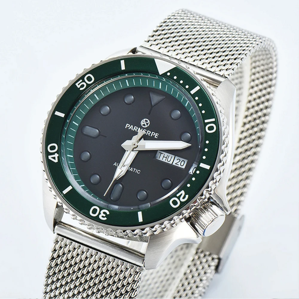 PARNSRPE Watches Luxury sports NH36A automatic movement mechanical 42mm watch day calendar display Man Clock diving watch