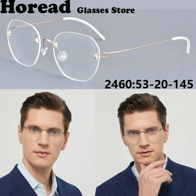 

Fashion Hexagon Rimless Glasses Frame Men Women 2460 Brand Design Screwless Titanium Ultralight Eyeglasses Frameless Eyeware
