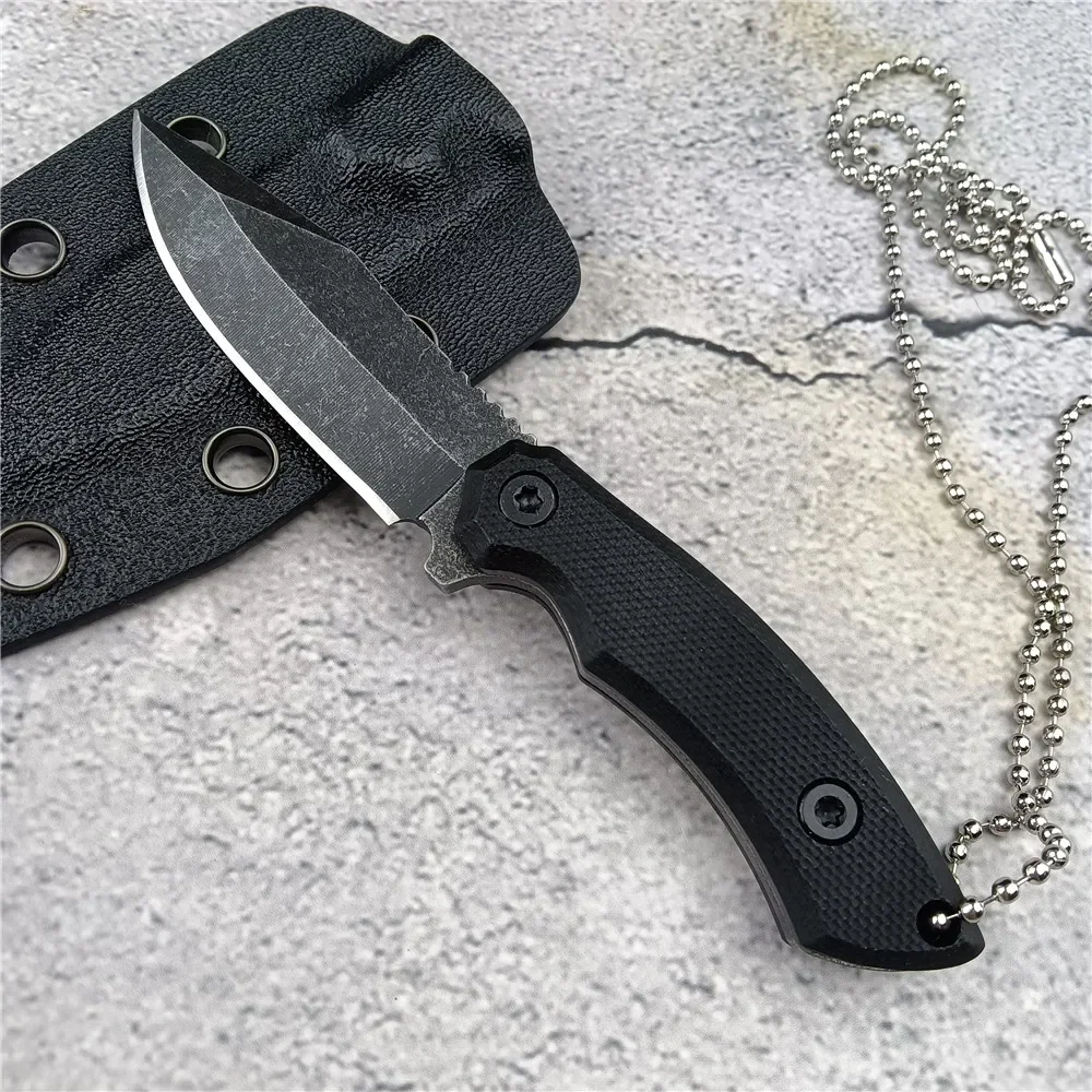 

Mini Pocket Knife 8cr13mov Steel Blade G10 Handle Fixed Blade Camping Hunting EDC Fruit Utility Knives with Kydex Sheath