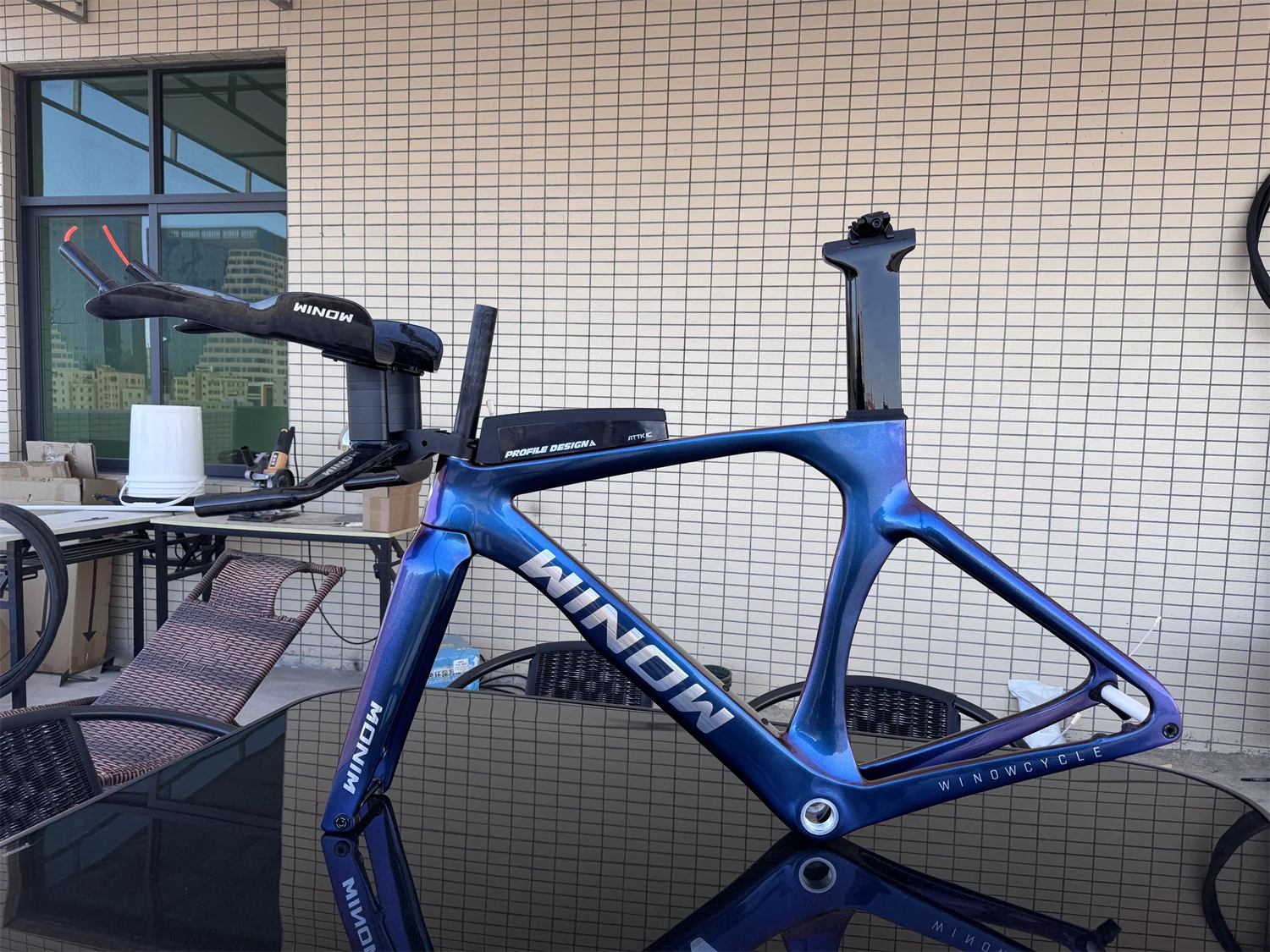 Winowsports Upgraded TT bar Carbon Fiber Time Trial Frame Set Disc