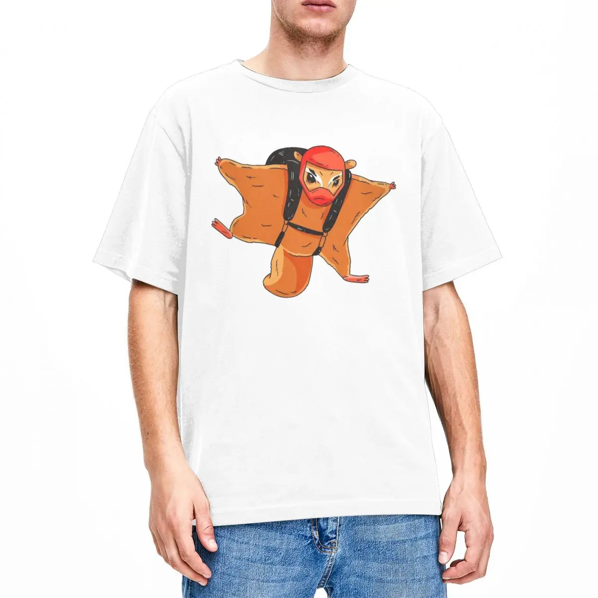 Футболка с графическим принтом Летающая белка для мужчин и женщин, смешная хлопковая рубашка с принтом крыльев для прыжков с парашютом, топ, одежда