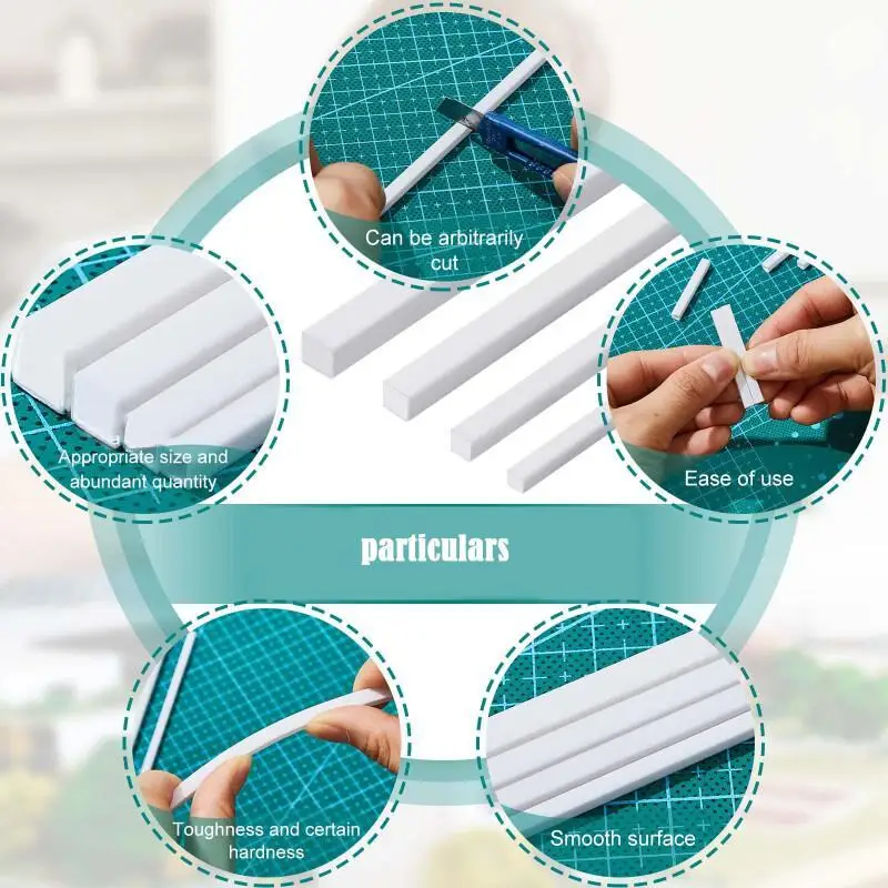 ABS White Square Plastic Rod  for Architecture Model Making DIY Craft, Hobby, School Projects, Cutting Supplies 0.5-10mm