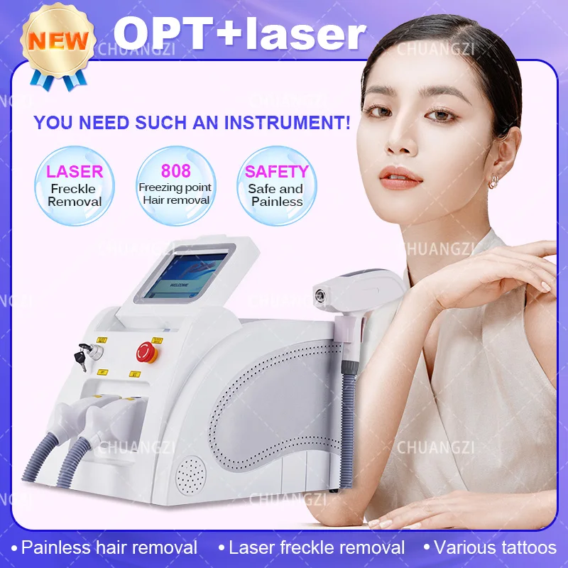 Bottom Price 2 in 1 OPT Elight Laser Hair Removal Nd Yag  Skin Whitening Tattoo Remover Permanent  Epilator  Quick Recovery Best