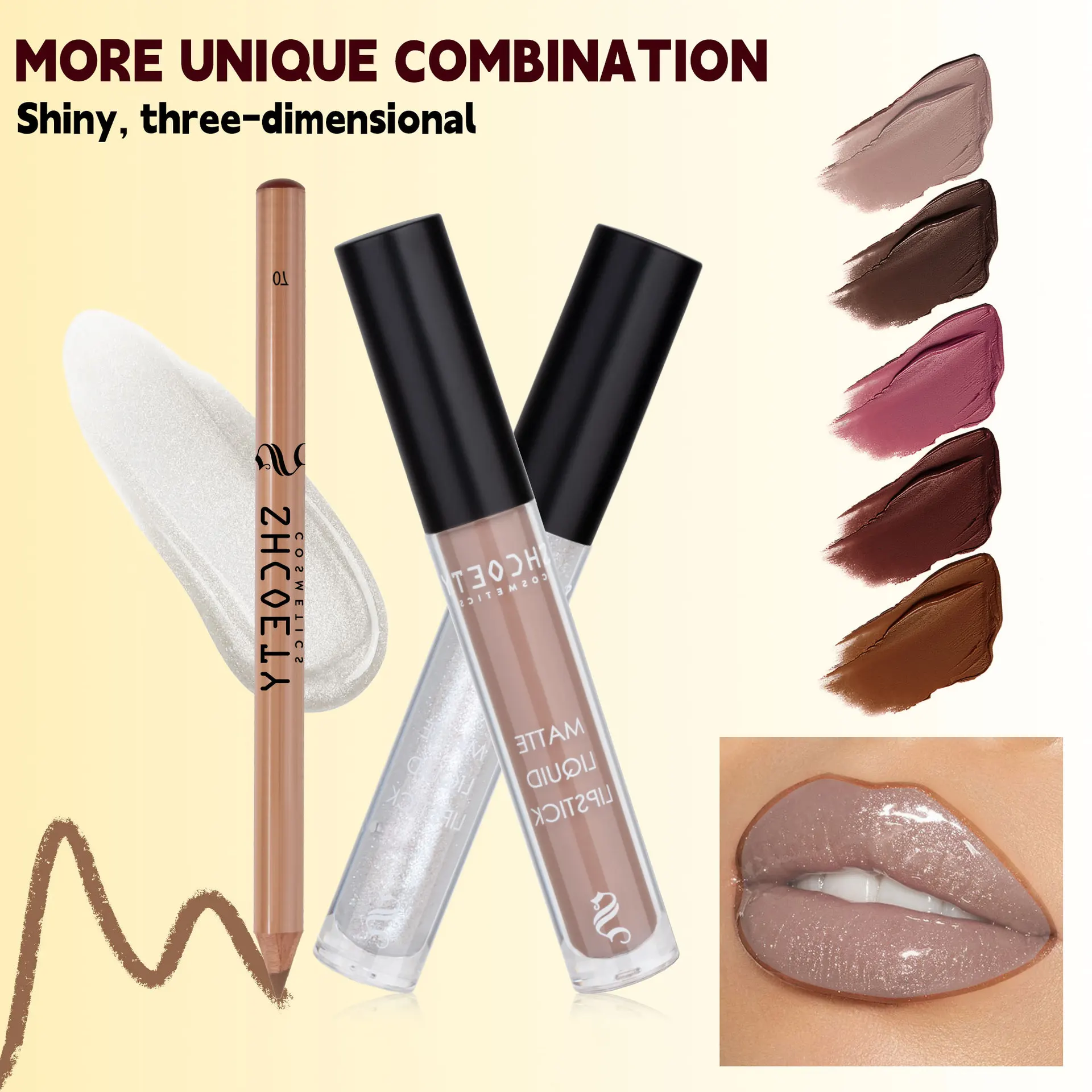 Matowa Aksamitna Szminka Błyszczący Tint do Ust Zestaw Konturów do Ust Brokatowy Perłowy Błyszczyk Wodoodporny Nieklejący Się Diamentowy Lustrzany Tint do Ust