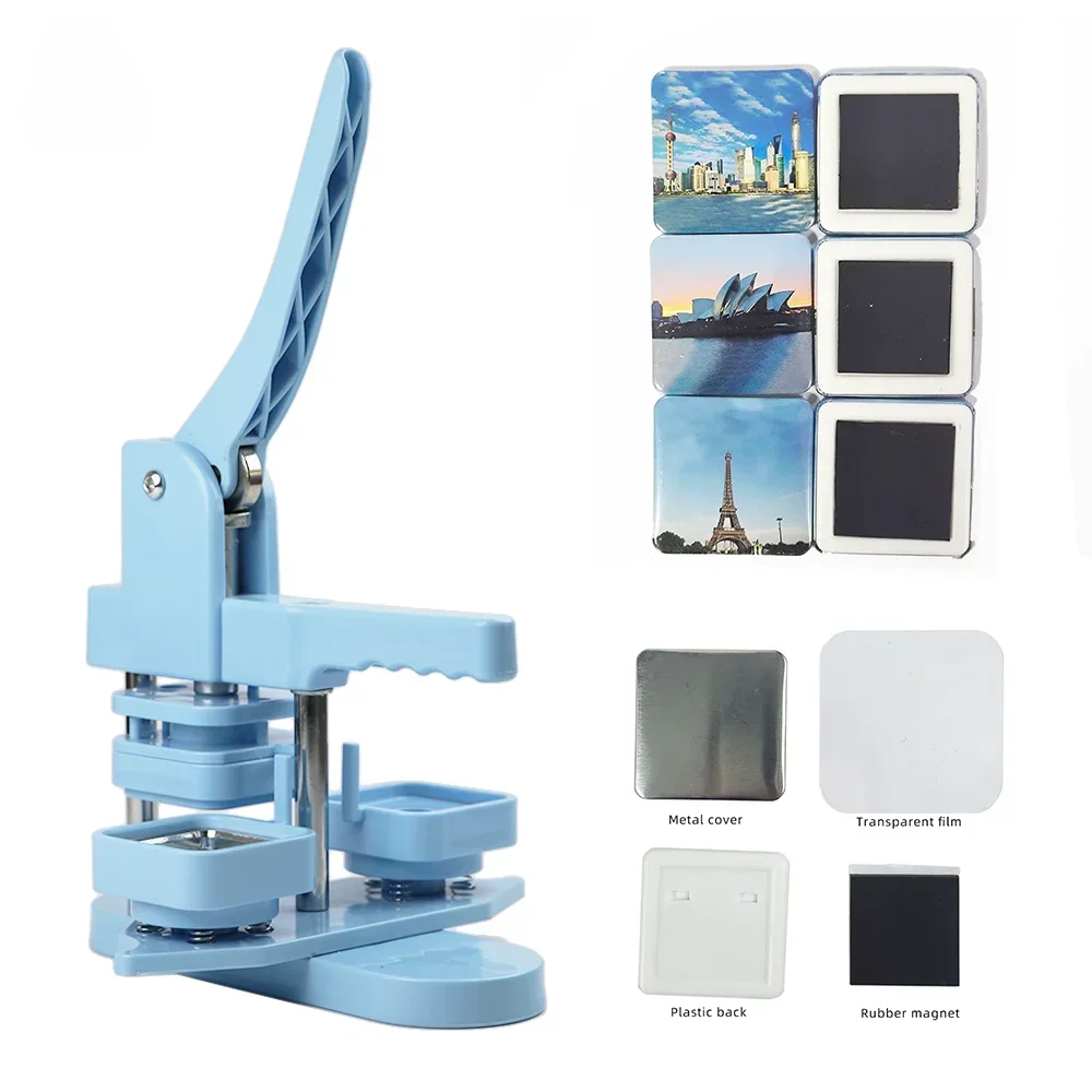 50*50mm 2inch Square Fridge Magnet Making Machine Kit Including 100 pcs Magnet Materials photo magnet making machine