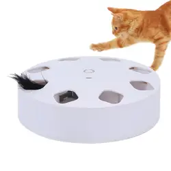 고양이 깃털 장난감 자동 고양이 티저 Whack 게임 7 구멍이있는 충전식 대화 형 장난감 새끼 고양이 장난감 고양이 게임 깃털 장난감