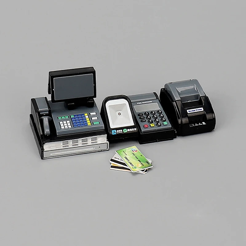 1Set 1:12/1:6 Doll House Accessories Mini Supermarket Cash Register Card Machine POS Machine Doll House Scene Props Toys