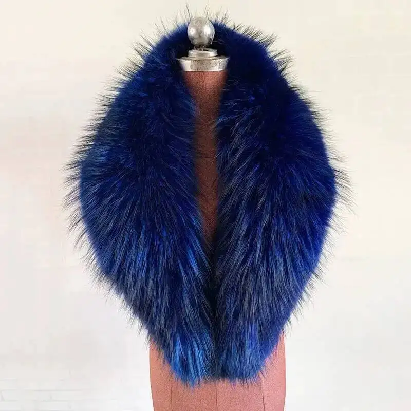 Gola de pele de guaxinim natural cachecol de pele real feminino inverno luxo pescoço mais quente pele xale envolve cachecóis casaco masculino jaqueta coleiras peludas