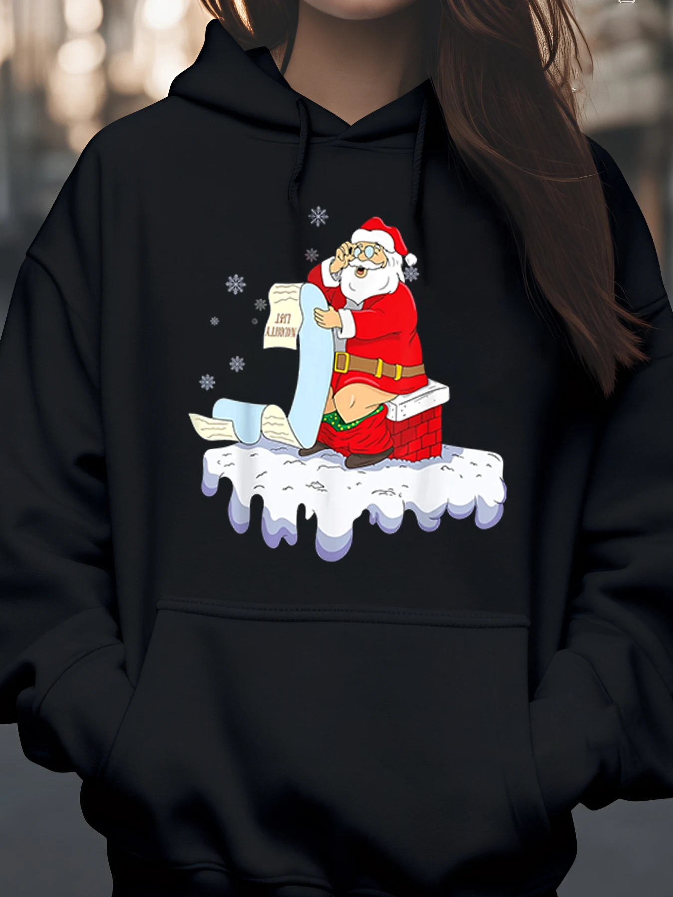 

Список чтения Санта-Клауса, рождественская толстовка с капюшоном, праздничная одежда для женщин