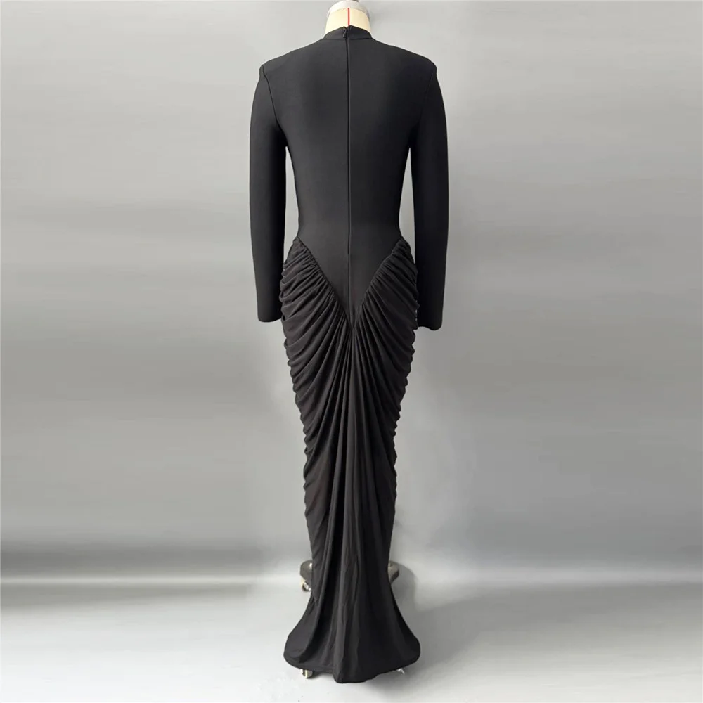 Abito da sera da donna estivo 2026, corsetto elasticizzato, abito lungo elegante a collo alto, nuova moda Y2K, pieghe, reggiseno per abito da festa