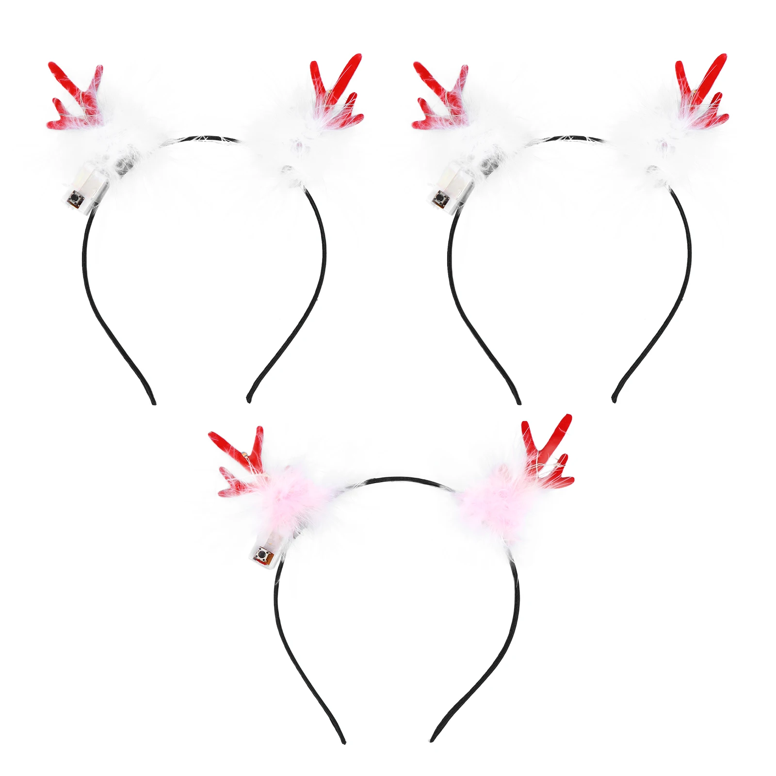 

3 Pcs Luminous Antler Headb LED Headdress Christmas Photo Props Decorations Party Supplies Cloth Accessories Festive Events