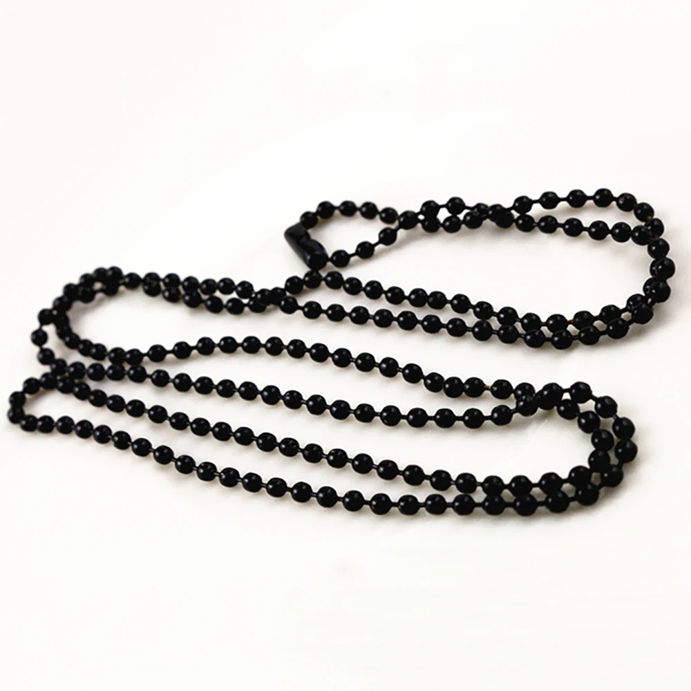 5pcs 1.5mm 2mm 2.4mm Black Plated  Ball Beads Chain Necklace Bead Connector 65cm(25.5 inch)