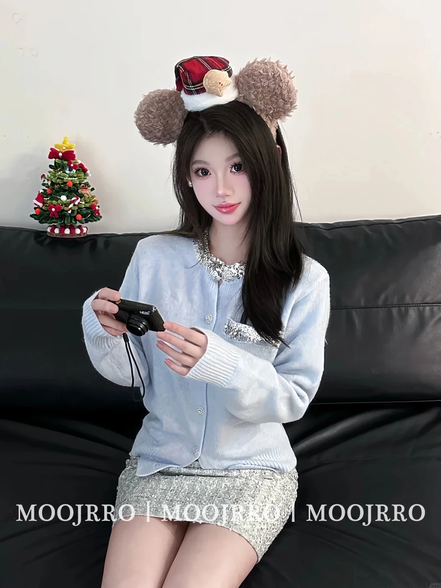 

Tweed Jacket Purple Womens Spring Lady Vintage Cinching Lace Embroidered Beaded Embellished Elastic Sleeves Stand-Collar Stylish