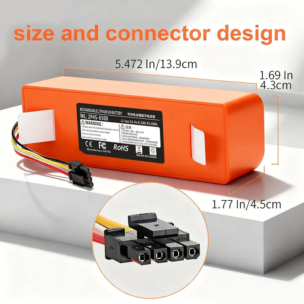 

Powerful 6500mAh Battery Replacement Fit Roborock S4 S5 S6 S7 S7 Max S5 Max Q5 Q7 for Xiaomi Mi Robot Vacuum 14.4V Li-ion