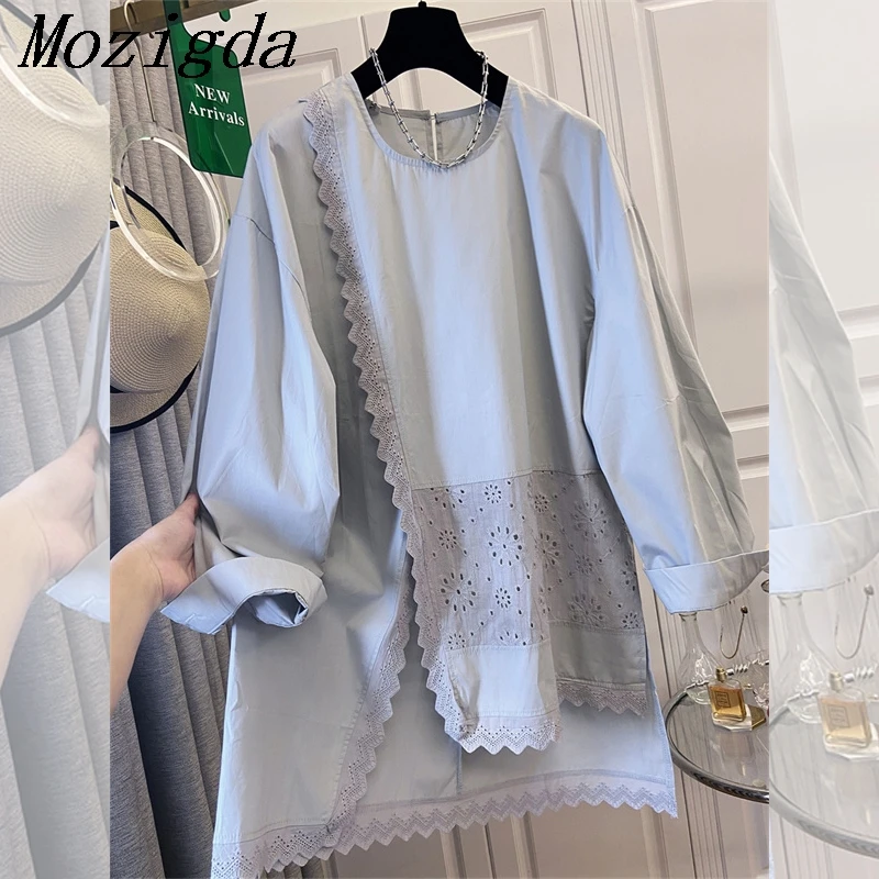 

Spring Autumn Embroidery Patahwork Lace Shirt Women Loose Long Sleeve Pullover Blouse Woman Shirt Ladies Tops