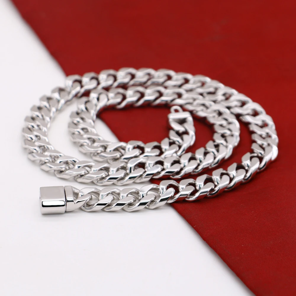 Hip Hop 10mm Chunky Cuban Curb Link Necklace for Men Solid 925 Sterling Silver Statement Chain, Trendy Street Style Jewelry